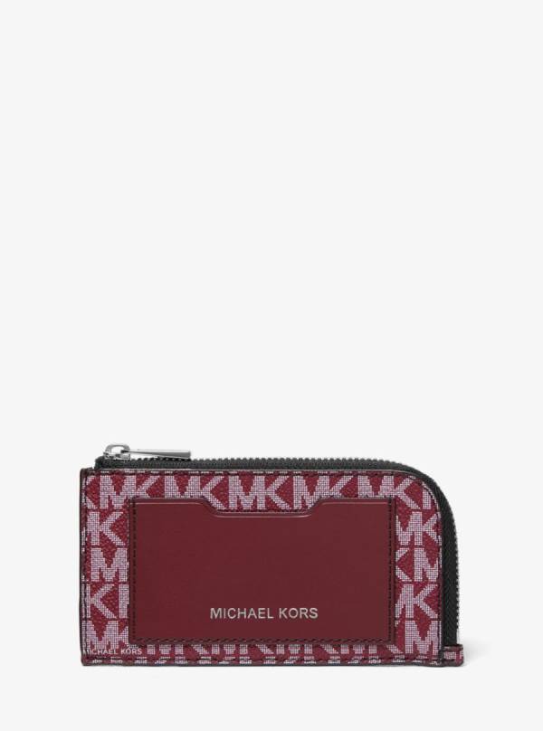 Panske Penazenky Michael Kors Logo Zip-Around Bordove - Doplnky Michael Kors Akcia | JFMDV-7815